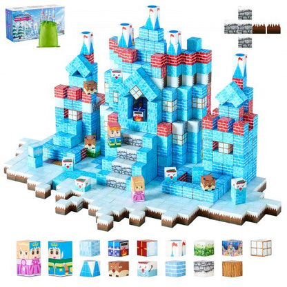 Magnetic Blocks, 150 PCS Glacier Castle Set, Magnetic Building Cubes for Kids, STEM Montessori Sensory Toys for Christmas Birthday Gift, Construction Stacking Toy for 3+ Years Old Boys & Girls
