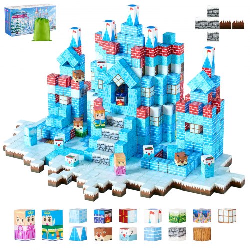 Magnetic Blocks, 150 PCS Glacier Castle Set, Magnetic Building Cubes for Kids, STEM Montessori Sensory Toys for Christmas Birthday Gift, Construction Stacking Toy for 3+ Years Old Boys & Girls