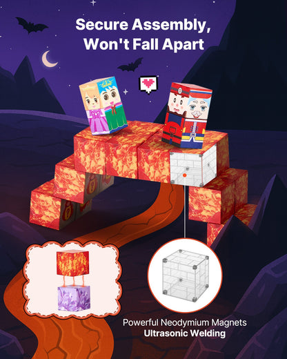 Magnetic Blocks, 150 PCS Dark Castle Set, Magnetic Building Cubes for Kids, STEM Montessori Sensory Toys for Christmas Birthday Gift, Construction Stacking Toy for 3+ Years Old Boys & Girls