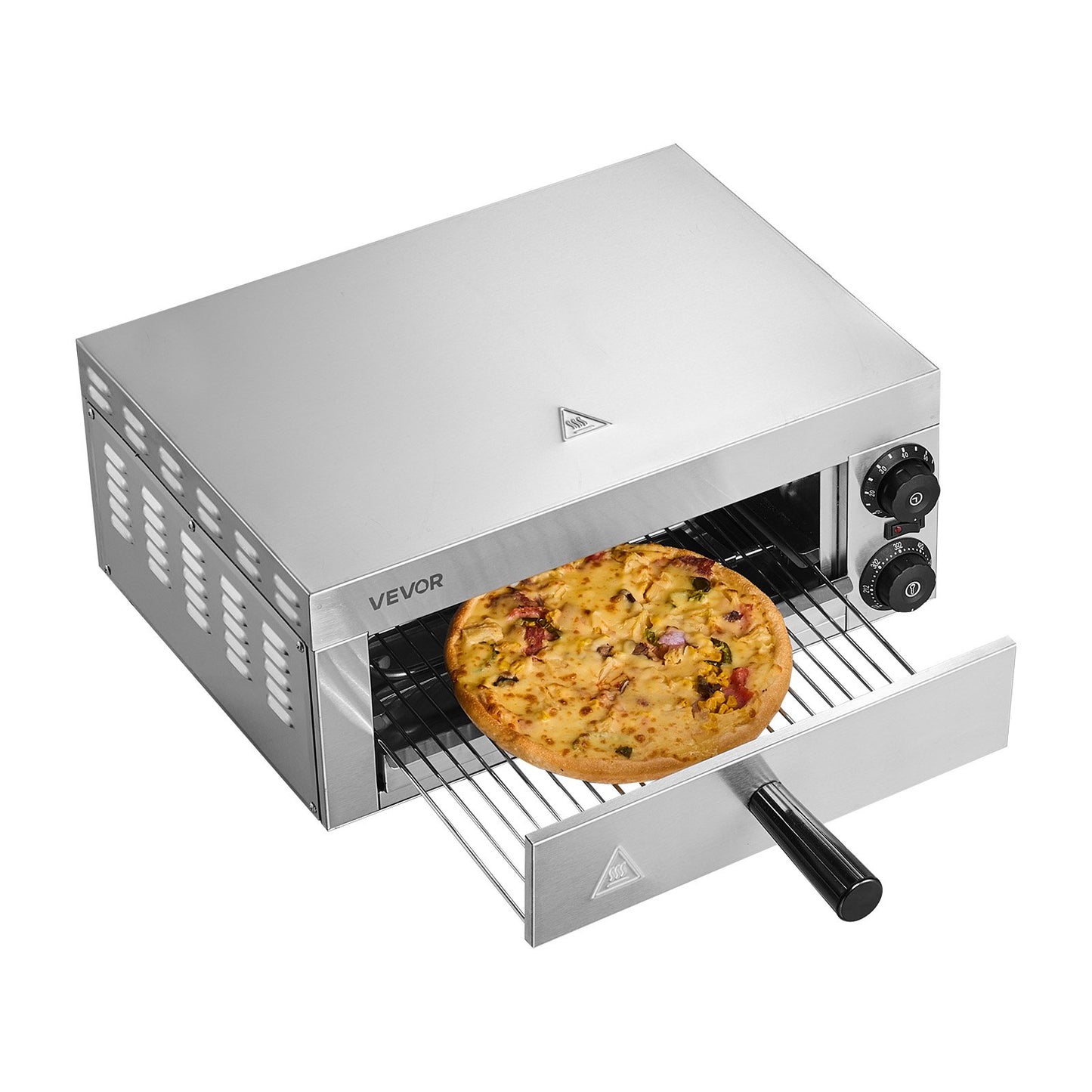 Electric Pizza Oven for Countertops, 12-inch, 1500W, with Temp Control & 0-60 Min Timer, Even Baking Technology & Easy Clean Crumb Tray, Ideal for Both Commercial & Home Kitchens
