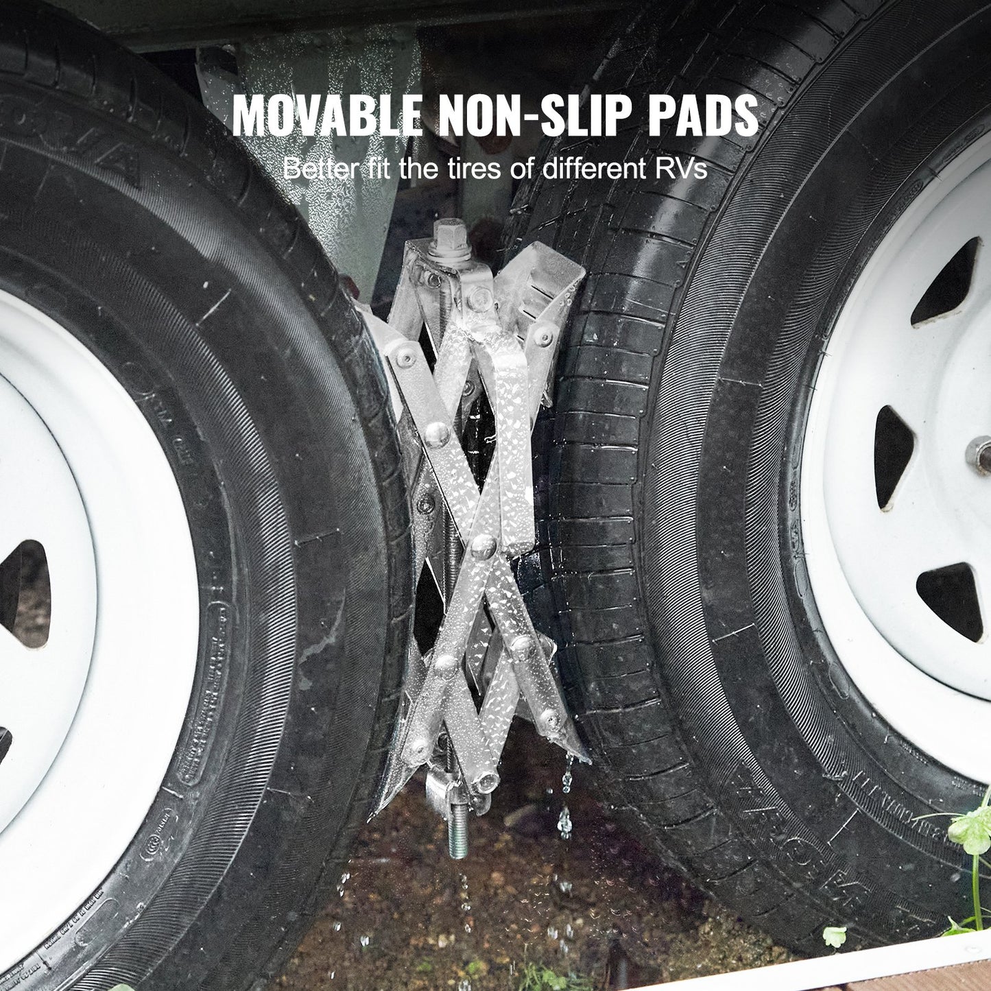 Camper Wheel Chock Stabilizer, X-shaped RV Stabilizer Wheel Chock, Fit for 1.5" to 10" Tire Space, 2 Sets of Wheel Chocks with Ratchet Wrench and Storage Bag for Campers Travel Trailers Trucks