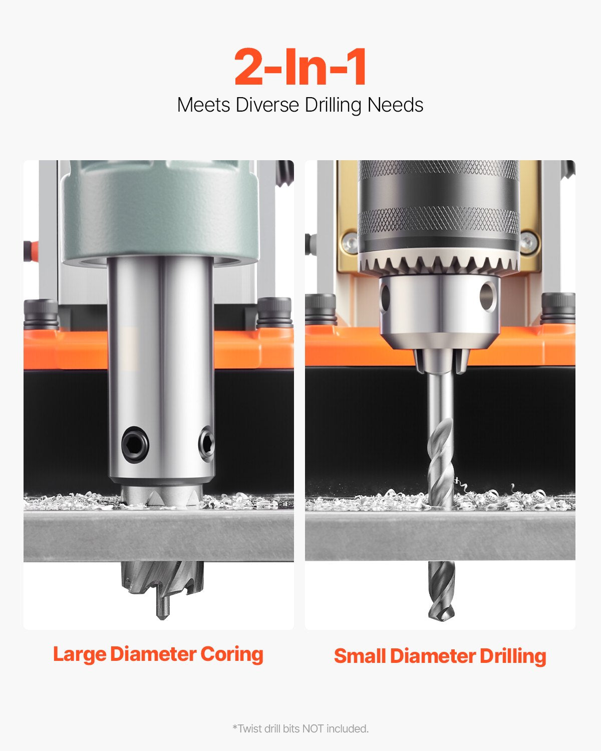 Magnetic Drill, 1550W Motor 2 in Boring Diameter, 2922 lbf Portable Electric Mag Drill Press, 0-500 RPM Variable Speed, Drilling Machine for Metal Surface, Industrial and Home Improvement