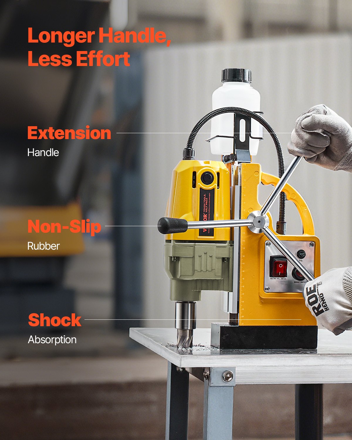 Magnetic Drill, 1400W Motor 1.6 in Boring Diameter, 2810 lbf Portable Electric Mag Drill Press, 800 RPM No-Load Speed, Drilling Machine for Metal Surface, Industrial and Home Improvement