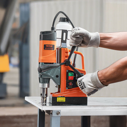 Magnetic Drill, 1450W Motor 2 in Boring Diameter, 2878 lbf Portable Electric Mag Drill Press, with 6 Coring Bits, Variable Speed, Drilling Machine for Metal Surface, Home Improvement Industry
