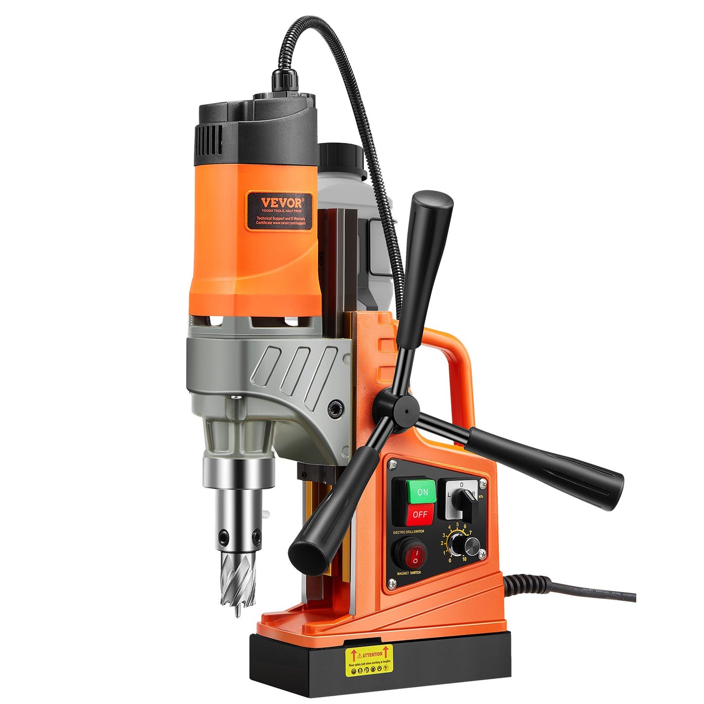 Magnetic Drill, 1450W Motor 2 in Boring Diameter, 2878 lbf Portable Electric Mag Drill Press, with 6 Coring Bits, Variable Speed, Drilling Machine for Metal Surface, Home Improvement Industry