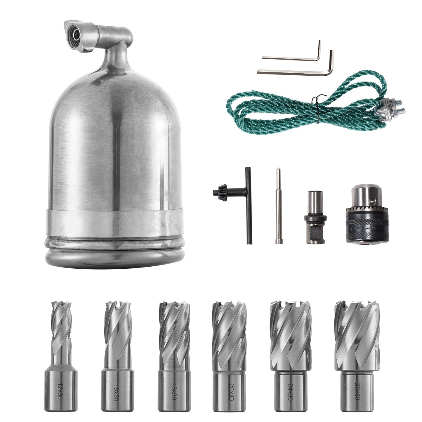 1100W Magnetic Drill Press 12000 N Magnet Force w/6 pcs HSS Annular Cutter Bits