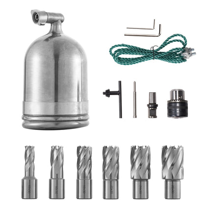 1100W Magnetic Drill Press 12000 N Magnet Force w/6 pcs HSS Annular Cutter Bits