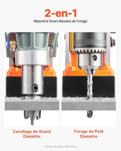 Magnetic Drill, 1450W Motor 1.6 in Boring Diameter, 2810 lbf Portable Electric Mag Drill Press, with 11 Coring Bits, 850 RPM Speed, Drilling Machine for Metal Surface, Home Improvement Industry