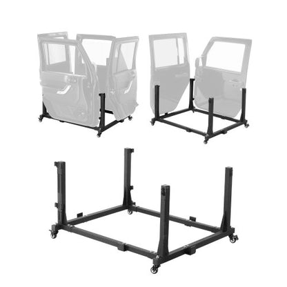 Jeep dörrförvaringsvagn, 4 dörrars flyttbar förvaringsvagnsställ med förtjockad gummikudde, robust bildörrhållare passar för Jeep Wrangler JK JL/Gladiator JT 2007-2023 JK JL / Gladiator JT
