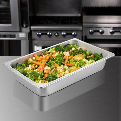 6 Pack Steam Table Pans 20.9 x 12.8 x 3.9 Inch Deep Steam Table Pan Full Size 13L Deep Food Container Stainless Steel Oven Tray Hotel Pans Anti-Jam Steam Table Food Pan
