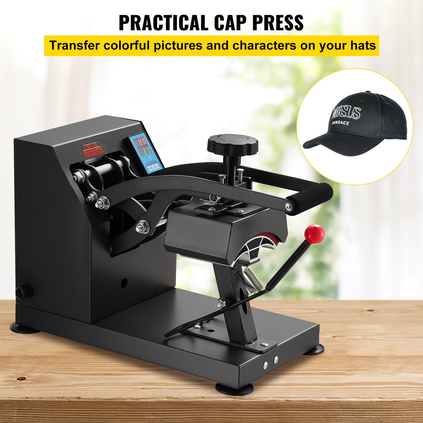 Hat Heat Press 5.5 x 3.5 inch Heat Press Machine 600W Professional Hat Heat Press Machine for Hats Caps Transfer Press Heat with 12000 Hours Life Digital LCD Timer and Temperature Control
