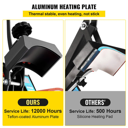 Hat Heat Press 5.5 x 3.5 inch Heat Press Machine 600W Professional Hat Heat Press Machine for Hats Caps Transfer Press Heat with 12000 Hours Life Digital LCD Timer and Temperature Control