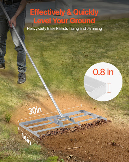 Lawn Leveling Rake, Lawn Leveler with 83.9 in Handle, 48x10 in Ground Plate, Rust-Resistant Carbon Steel Soil Leveler, 2 Heights Adjustable, Effort Saving Lawn Leveling Tool for Yard Golf Court