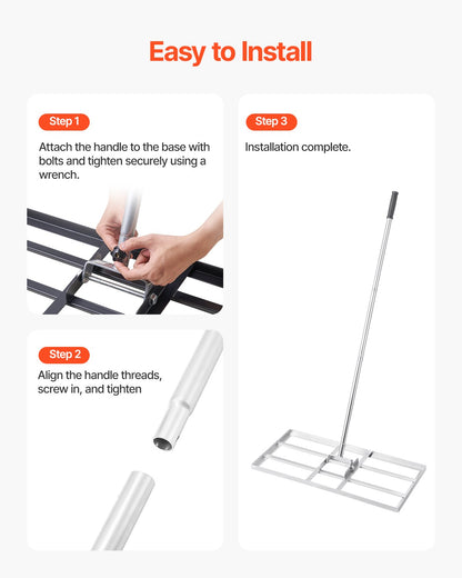 Lawn Leveling Rake, Lawn Leveler with 83.9 in Handle, 48x10 in Ground Plate, Rust-Resistant Carbon Steel Soil Leveler, 2 Heights Adjustable, Effort Saving Lawn Leveling Tool for Yard Golf Court