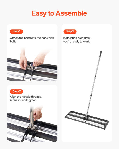 Gräsmattajämnare, gräsmattajämnare med 83,9 tums justerbart handtag, 36x10 tums markplatta, kraftig och rostbeständig metalljordjämnare, kraftbesparande gräsmattajämnare för gårdsgolfbana