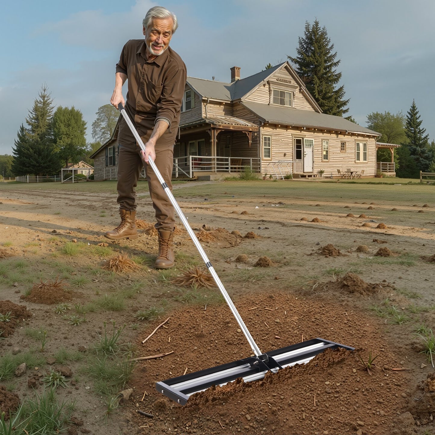 Gräsmattajämnare, gräsmattajämnare med 83,9 tums justerbart handtag, 36x10 tums markplatta, kraftig och rostbeständig metalljordjämnare, kraftbesparande gräsmattajämnare för gårdsgolfbana