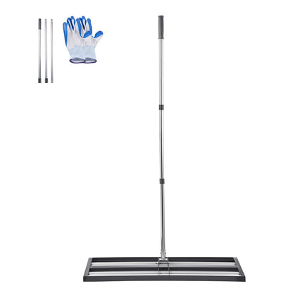 Gräsmattajämnare, gräsmattajämnare med 83,9 tums justerbart handtag, 36x10 tums markplatta, kraftig och rostbeständig metalljordjämnare, kraftbesparande gräsmattajämnare för gårdsgolfbana