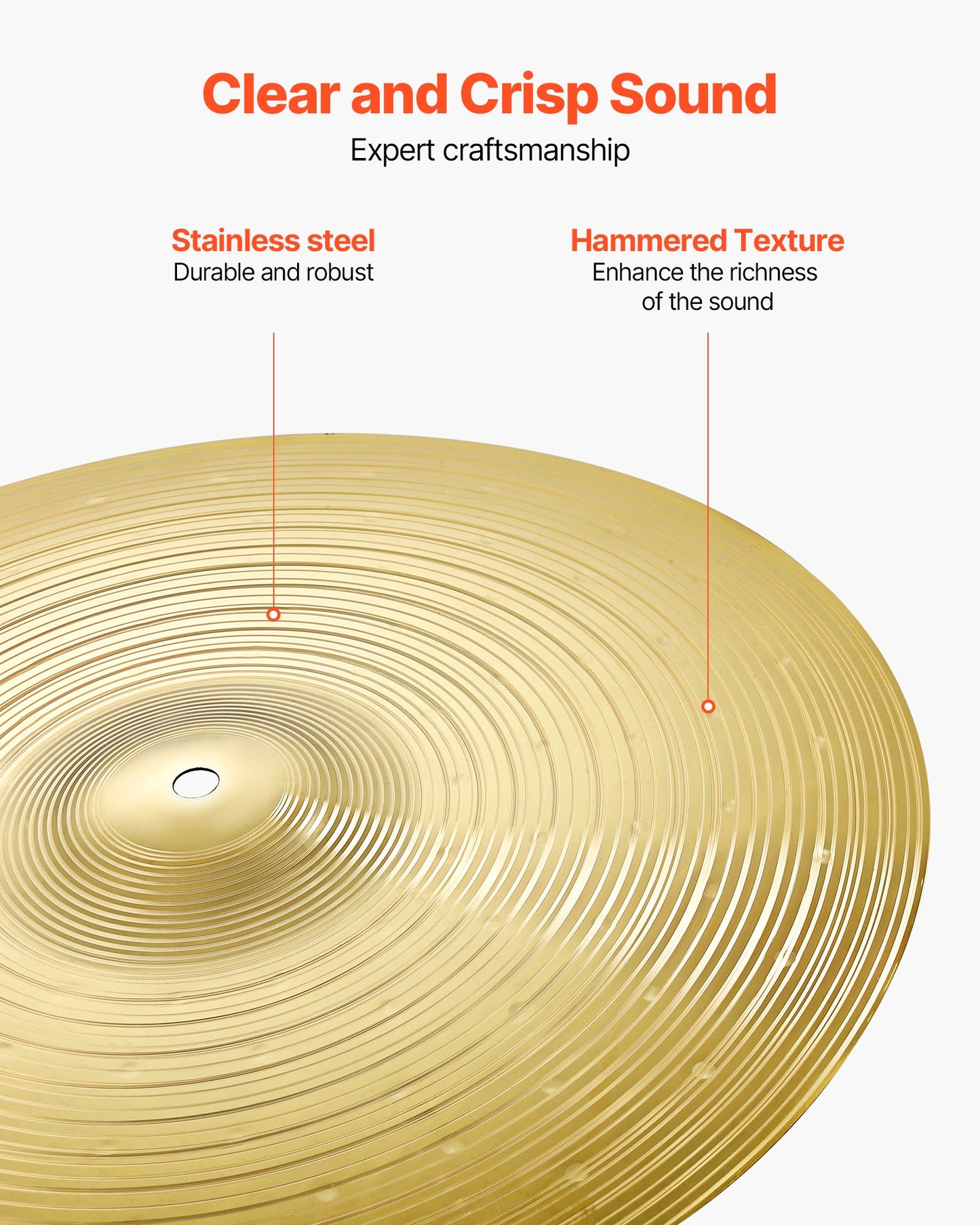 Cymbalpaket 4 delar cymbaler trumset 14 16 18 20 tum (355/400/455/505 mm) cymbaler för trummor