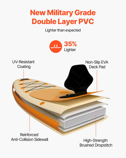 Uppblåsbar paddelbräda med säte, 3,23 m x 84 cm x 15 cm bred ultralätt SUP-paddelbräda, ståupp-paddelbräda med tillbehör, pump, paddel, fena, ryggsäck, fotledsrem, rem, för ungdomar och vuxna