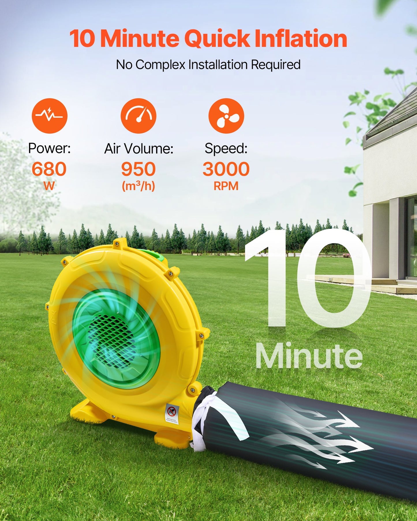 Uppblåsbar nattklubb, 5 x 4 x 3,8 m uppblåsbart partytält med 680W fläkt och sandsäck, ventilerad uppblåsbar nattklubb med 2 fönster, luftkubhus för evenemang, födelsedag, bröllopsfest