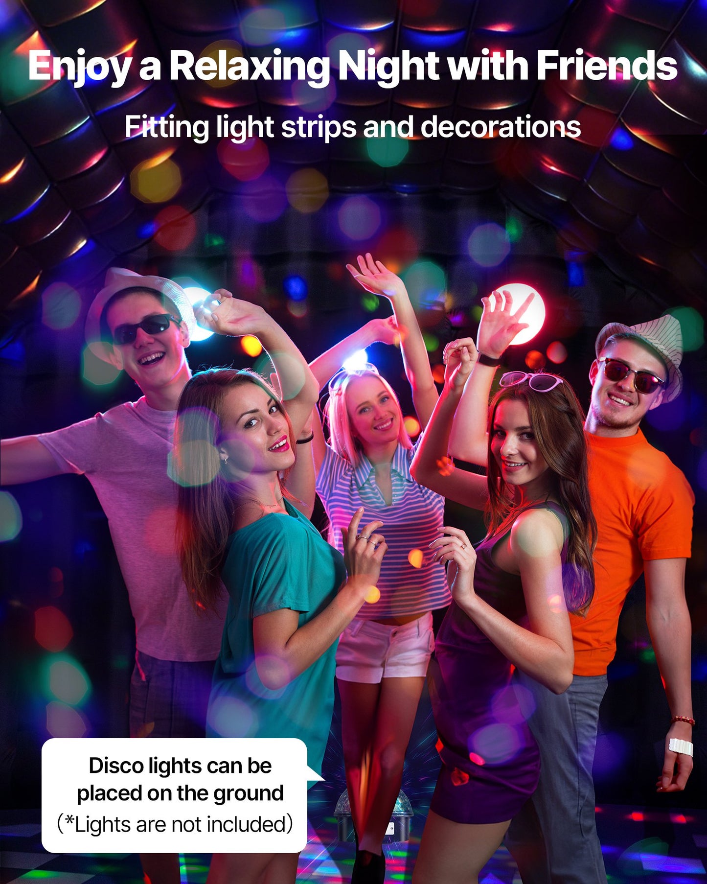 Uppblåsbar nattklubb, 5 x 4 x 3,8 m uppblåsbart partytält med 680W fläkt och sandsäck, ventilerad uppblåsbar nattklubb med 2 fönster, luftkubhus för evenemang, födelsedag, bröllopsfest