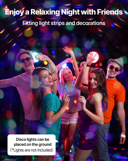 Uppblåsbar nattklubb, 5 x 4 x 3,8 m uppblåsbart partytält med 680W fläkt och sandsäck, ventilerad uppblåsbar nattklubb med 2 fönster, luftkubhus för evenemang, födelsedag, bröllopsfest