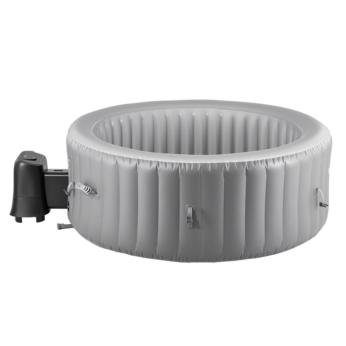 Inflatable Hot Tub, 4 to 6 Person Capacity, 2080 x 660mm Round Portable Outdoor Spa, with 130 Soothing Jets, Filter, Cover and Mat, Multi-function Control Panel, PVC Outdoor Hot Tub, Grey