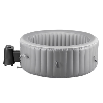 Inflatable Hot Tub, 4 to 6 Person Capacity, 2080 x 660mm Round Portable Outdoor Spa, with 130 Soothing Jets, Filter, Cover and Mat, Multi-function Control Panel, PVC Outdoor Hot Tub, Grey