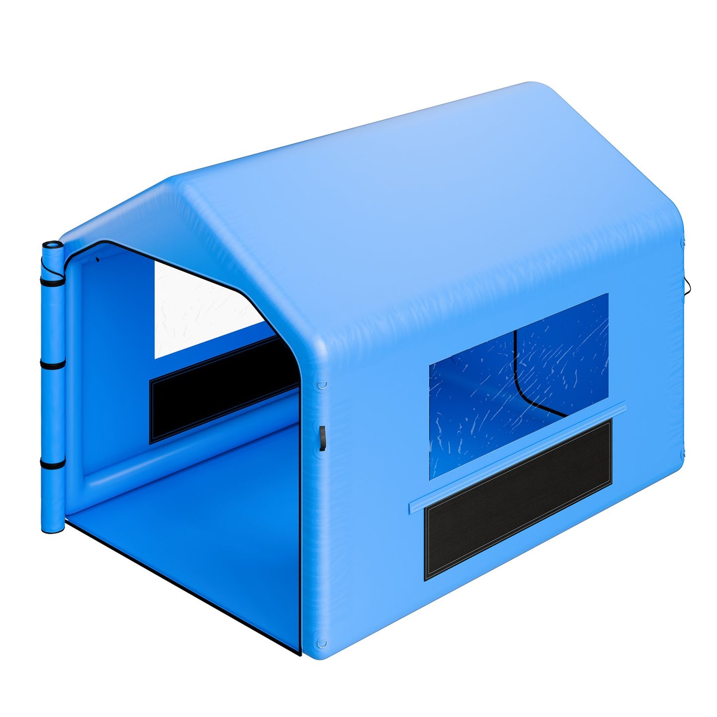 Uppblåsbar målarbox, 4 x 3 x 2,8 m, uppblåsbar sprutbox med 750 W kraftfull fläkt och luftfiltersystem, triangulärt tak, för målning av cykel, motorcykel, bilplåt