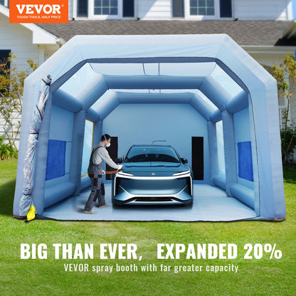 Uppblåsbar sprutbox för billackering 10 x 6 x 4 m filtersystem 2 blåsmaskiner