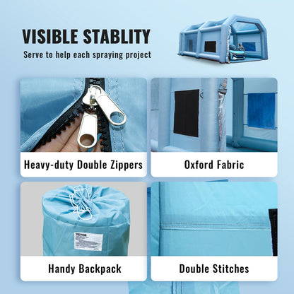 Uppblåsbar sprutbox för billackering 10 x 6 x 4 m filtersystem 2 blåsmaskiner