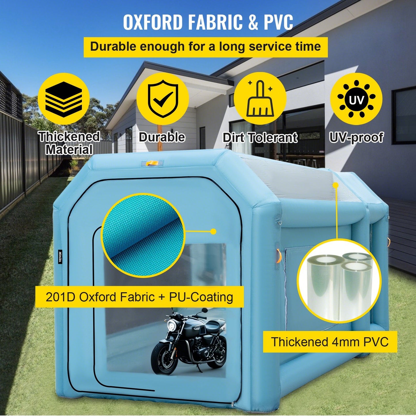 Bärbar uppblåsbar målarbox, 396,24 x 243,8 x 243,8 cm uppblåsbar sprutbox, billackeringstält med luftfiltersystem och 2 blåsmaskiner, uppgraderat uppblåsbart sprutboxstält, billackeringsarbetsstation för motorcykelgarage