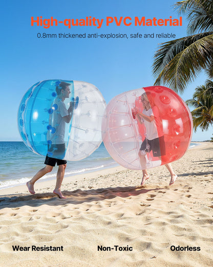 Uppblåsbara Bumper Balls 2-pack, 5FT/1.5M Body Sumo Zorb-bollar för tonåringar och vuxna, 0.8mm tjocka PVC-mänskliga hamsterbubbelbollar för utomhuslek, Bumper Bopper-leksaker för trädgård, gård, park