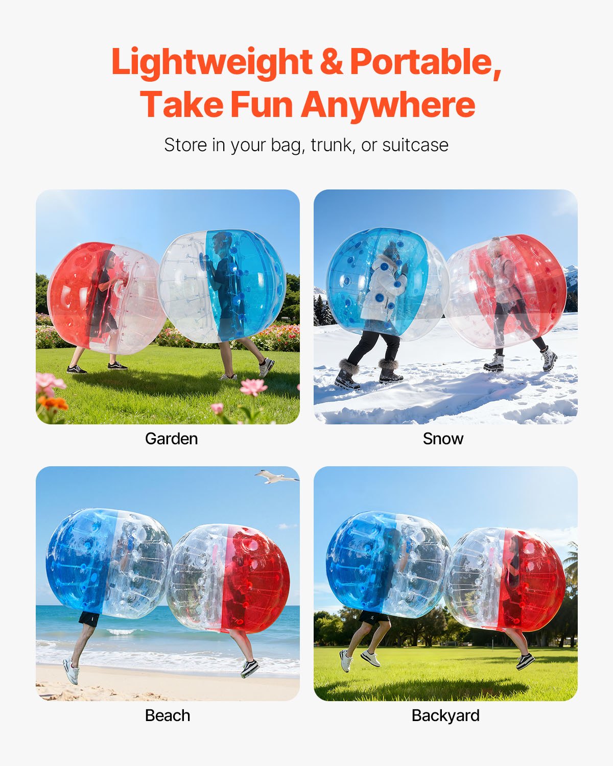 Uppblåsbara Bumper Balls 2-pack, 5FT/1.5M Body Sumo Zorb-bollar för tonåringar och vuxna, 0.8mm tjocka PVC-mänskliga hamsterbubbelbollar för utomhuslek, Bumper Bopper-leksaker för trädgård, gård, park