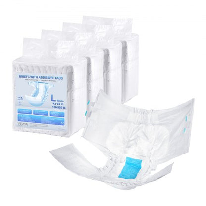 Adult Briefs with Tabs, Super Absorbent Incontinence Briefs for Men and Women, Disposable Adult Diapers with Leakproof 3D Surround Guard & Wetness Indicator - L Size, 40 Count (4 Packs of 10)