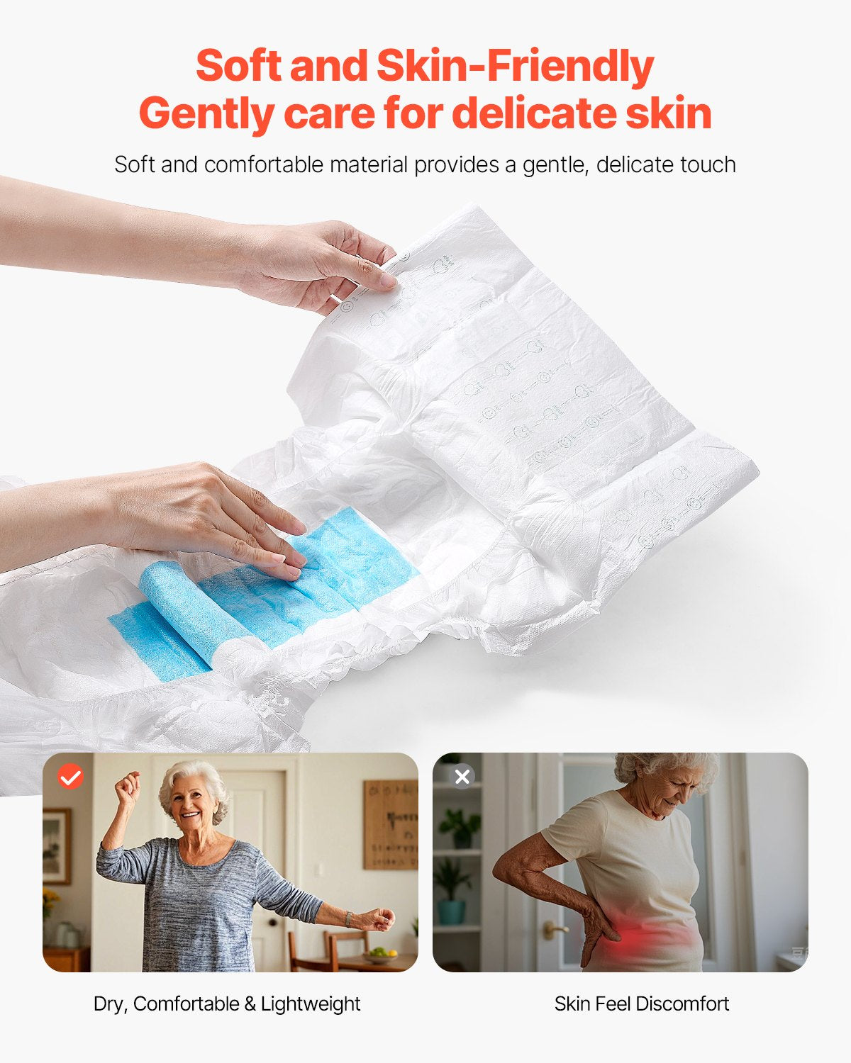 Vuxentrosor med flikar, superabsorberande inkontinenstrosor för män och kvinnor, engångsblöjor för vuxna med läckagesäker 3D-surroundskydd och våtindikator - XL-storlek, 40 st (4 förpackningar med 10)