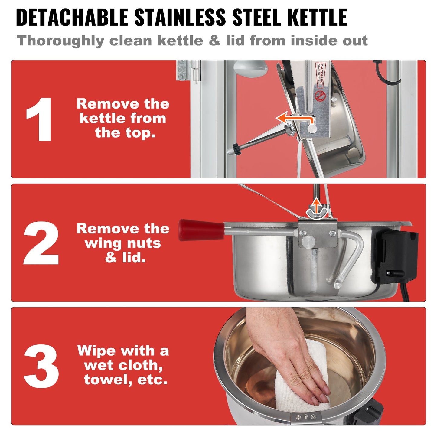 Popcorn Maker with Cart, 850W Popcorn Popper Machine, 8 Oz Kettle Makes 48 Cups per Batch, Popcorn Maker Equipped with Tempered Glass, Includes 4 Scoops, Movie Theater Style, Red