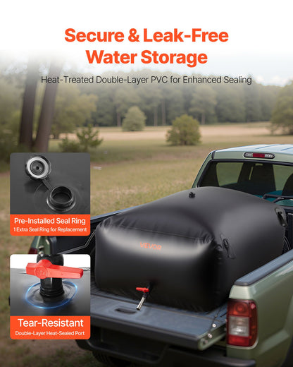 Water Storage Bladder 540L Large Capacity Water Bag, Portable & Collapsible Soft Waters Container, Leakproof & Tear-Resistant PVC Emergency Waters Storage Tank for RV Truck & Outdoor Use