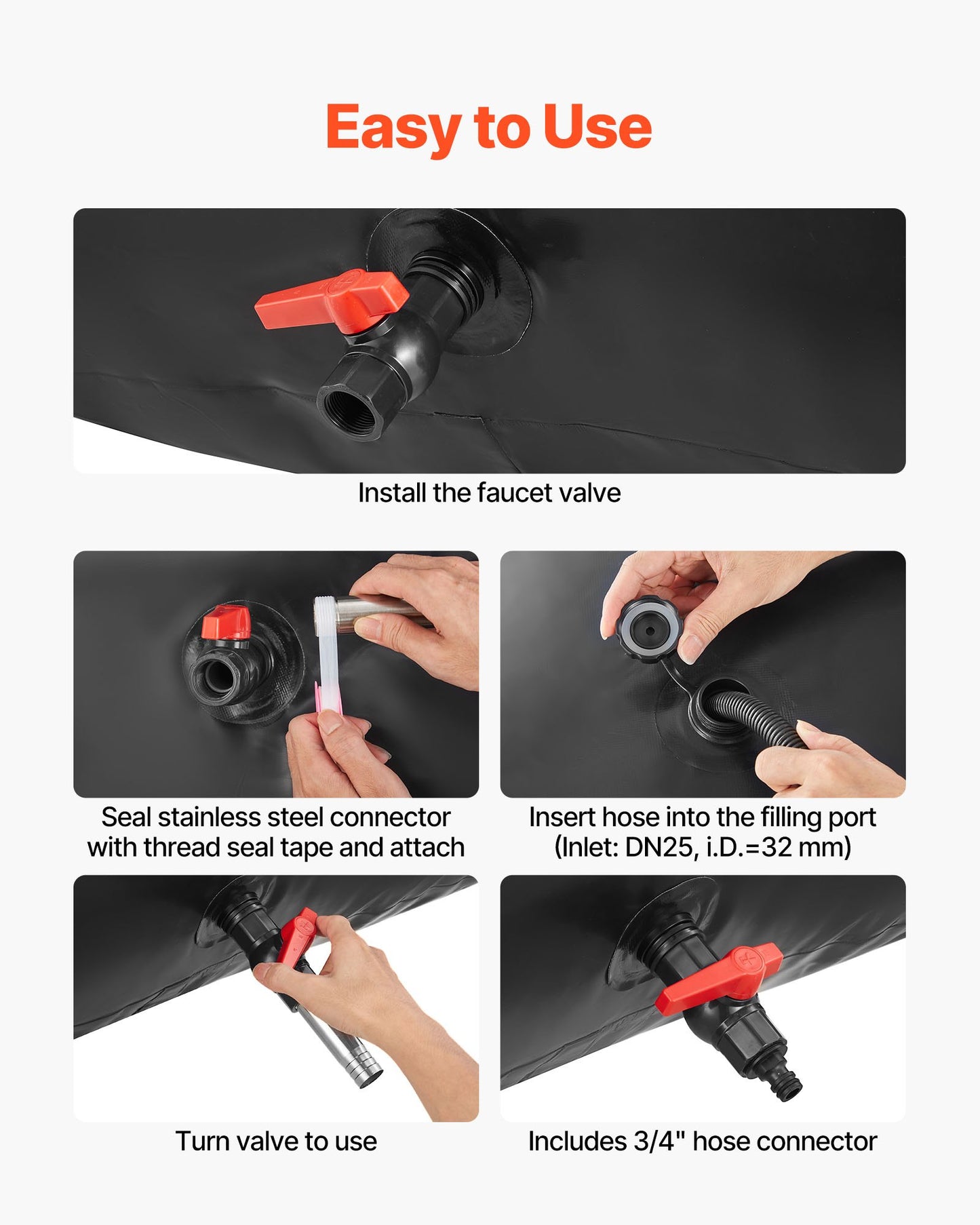 Water Storage Bladder 540L Large Capacity Water Bag, Portable & Collapsible Soft Waters Container, Leakproof & Tear-Resistant PVC Emergency Waters Storage Tank for RV Truck & Outdoor Use