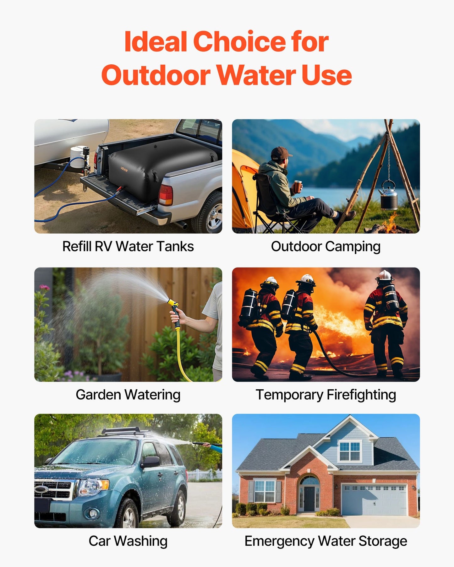 Water Storage Bladder 540L Large Capacity Water Bag, Portable & Collapsible Soft Waters Container, Leakproof & Tear-Resistant PVC Emergency Waters Storage Tank for RV Truck & Outdoor Use