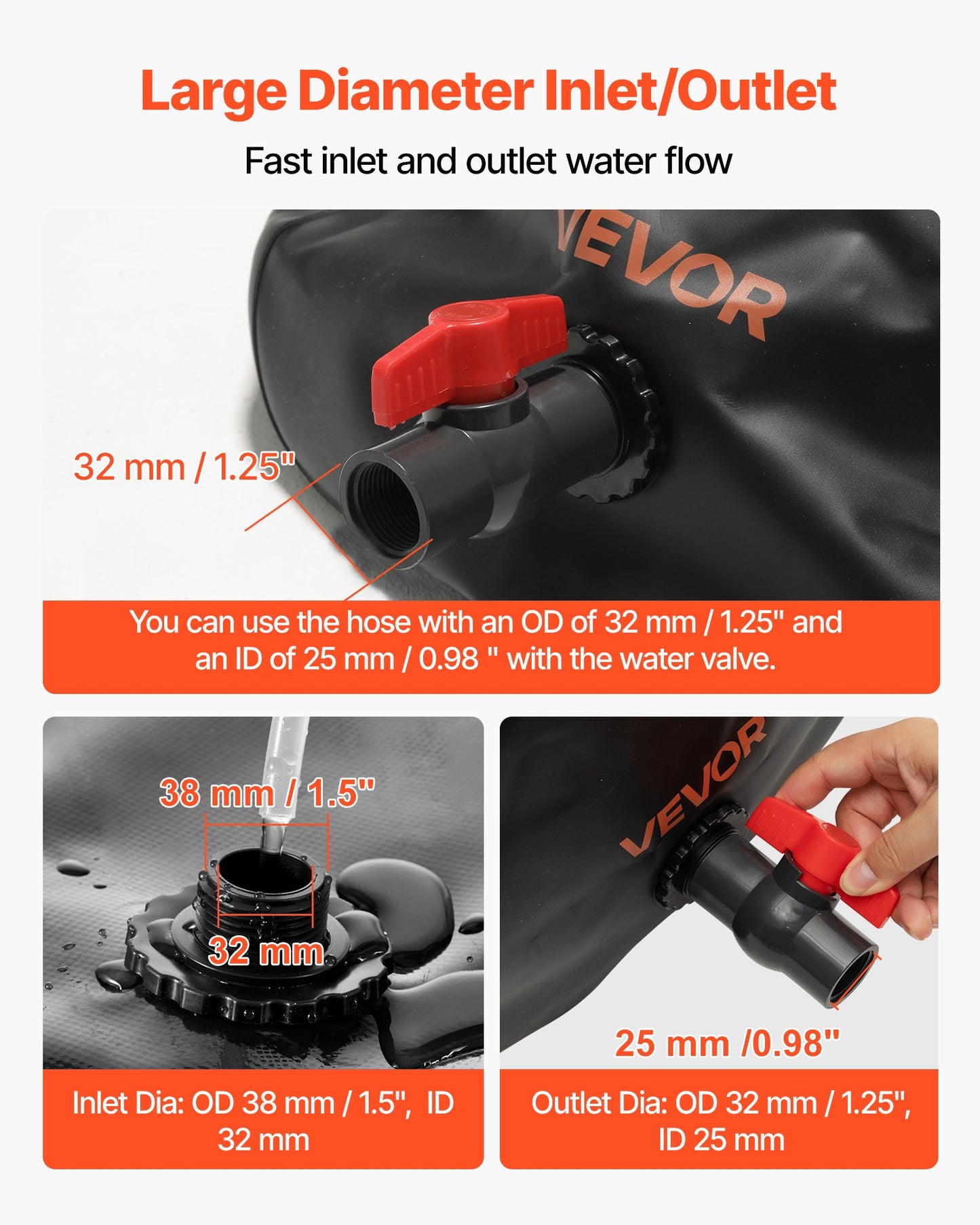 Water Storage Bladder, 113L Water Storage Container Tank, 1000D PVC Thickened Soft Bag Bladder, Collapsible Portable for Garden Irrigation, Camping, RVs, Emergency Use - Black