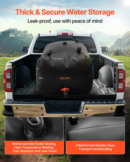 Water Storage Bladder, 240L Water Storage Container Tank, 1000D PVC Large Capacity Soft Bag Bladder, Collapsible Portable for Garden Irrigation, Camping, RVs, Emergency Use - Black