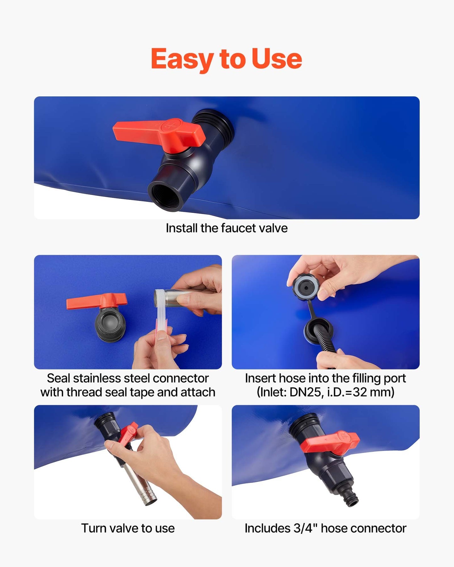 Water Storage Bladder 113L Large Capacity Water Bag, Portable & Collapsible Soft Waters Container, Leakproof & Tear-Resistant PVC Emergency Waters Storage Tank for RV Truck & Outdoor Use