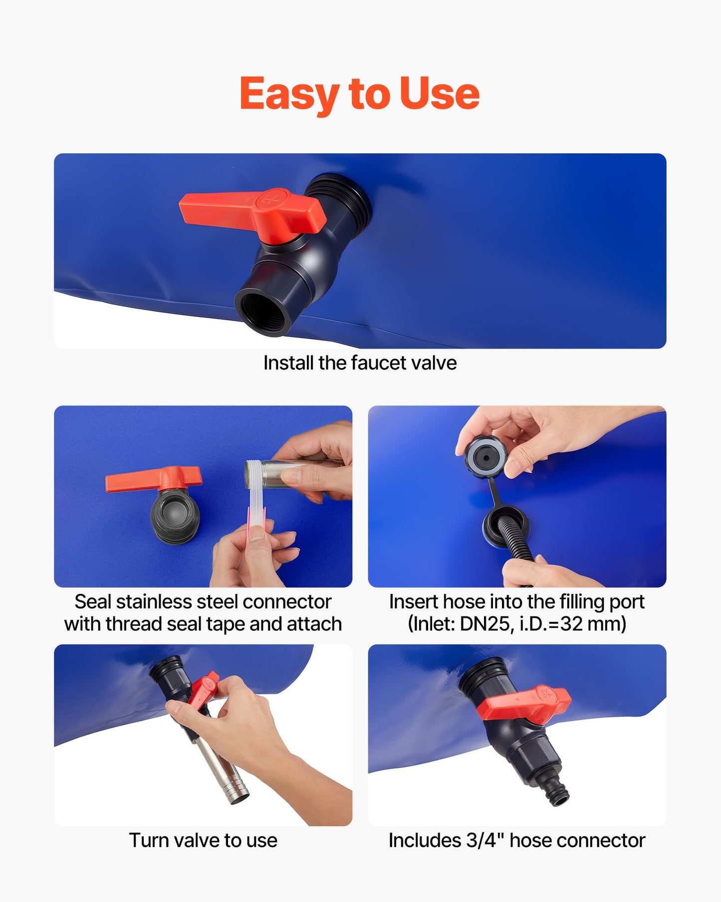 Water Storage Bladder 400L Large Capacity Water Bag, Portable & Collapsible Soft Waters Container, Leakproof & Tear-Resistant PVC Emergency Waters Storage Tank for RV Truck & Outdoor Use