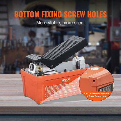 Air Hydraulic Pump, 6895 bar 1.9L Reservoir, NPT 10mm Oil Outlet, NPT 6.4mm Inlet, 2m Pipe, Foot Actuated Hydraulic Pump Air Treadle for Auto Body Frame Machines and Pulling Post, Orange