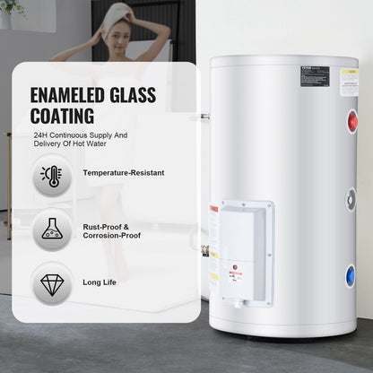 Electric Water Heater, 18 Gallon Tank Instant Hot Water Heater, 1.6Kw Tankless Water Heater w/ LED Display,Knob Control, IPX4 Waterproof Side Connection On Demand Heaters for Shower, Bath