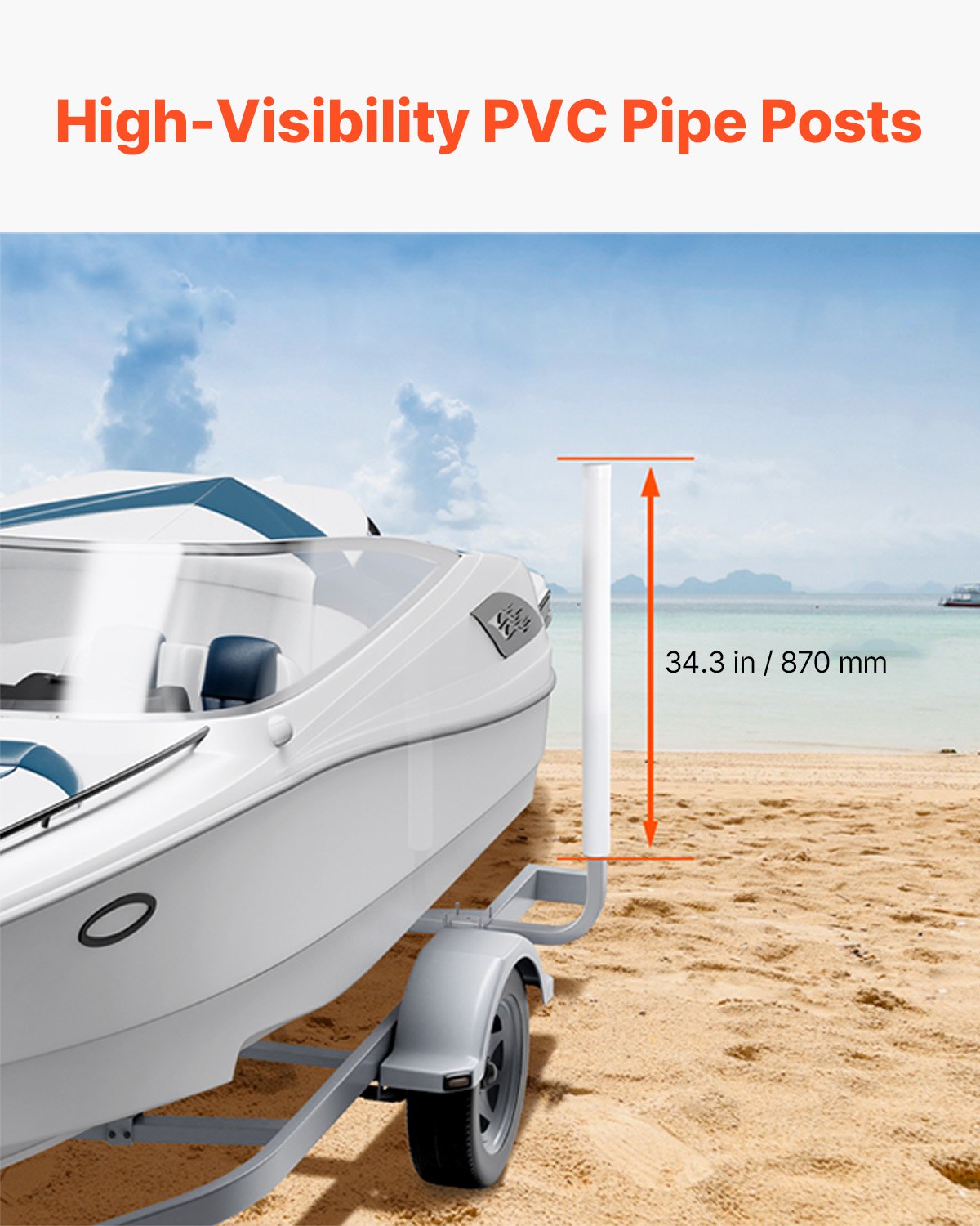 Boat Trailer Guide, 1016mm Adjustable Design Trailer Guide Poles, 2PCS High-Hardness Steel Trailer Guide-Ons, Trailer Guides with PVC Pipe Posts, for Ski Boat, Fishing Boat or Sailboat Trailer