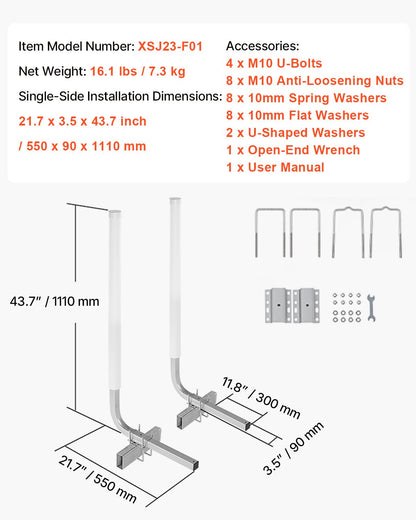 Boat Trailer Guide, 1016mm Adjustable Design Trailer Guide Poles, 2PCS High-Hardness Steel Trailer Guide-Ons, Trailer Guides with PVC Pipe Posts, for Ski Boat, Fishing Boat or Sailboat Trailer