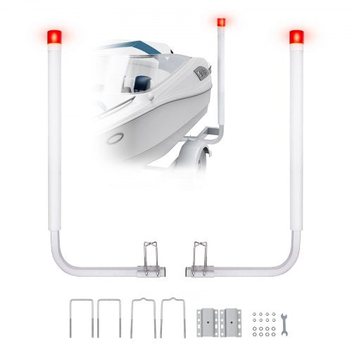 Boat Trailer Guide, 1524mm with LED Light Trailer Guide Poles, 2PCS High-Hardness Steel Trailer Guide-Ons, Trailer Guides with PVC Pipes, for Ski Boat, Fishing Boat or Sailboat Trailer