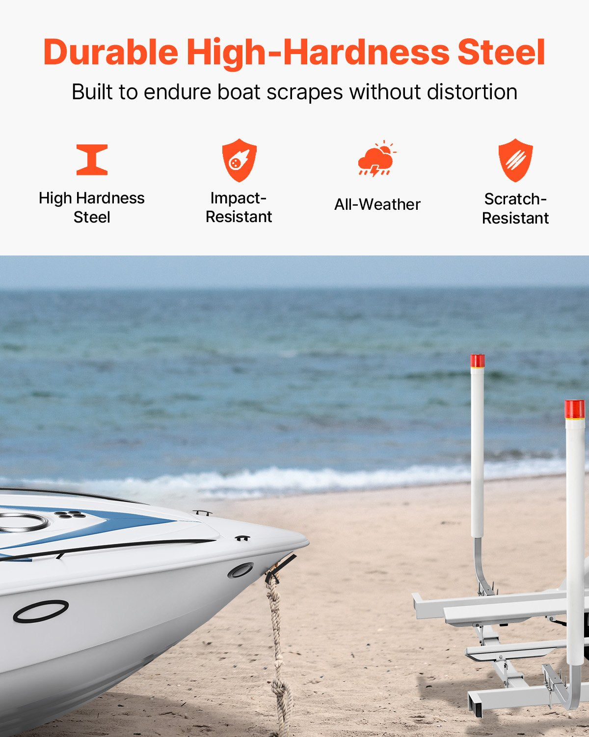Boat Trailer Guide, 1524mm with LED Light Trailer Guide Poles, 2PCS High-Hardness Steel Trailer Guide-Ons, Trailer Guides with PVC Pipes, for Ski Boat, Fishing Boat or Sailboat Trailer